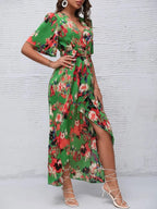 Short Sleeve High Low Maxi Dress