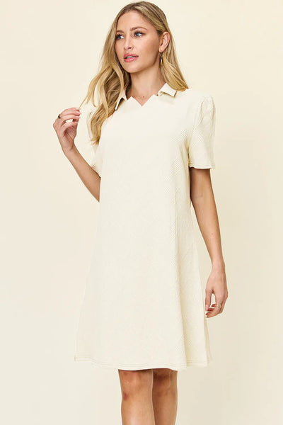 Short Sleeve Collared Neck Dress