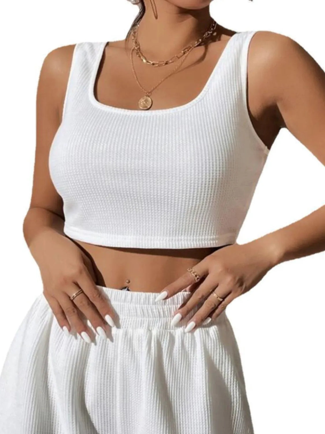 Plus Size Wide Strap Tank and Shorts Set