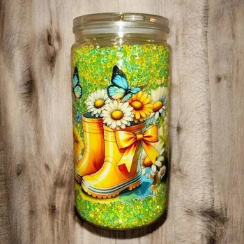 Sparkling snow globe plastic handmade tumbler