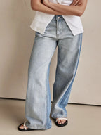 Women's Contrast Straight Leg Jeans with Pockets