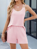 Casual Ribbed Tank Top and Shorts Set
