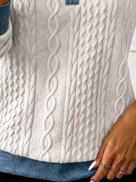 Denim Contrast Trim Quarter Zipper Sweatshirt