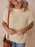 Short Sleeve Round Neck Knit Top