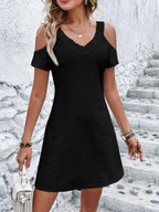 Women's V-Neck Cold Shoulder Mini Dress