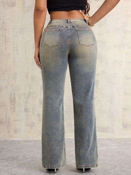 Cross Wide Leg Jeans with Pockets