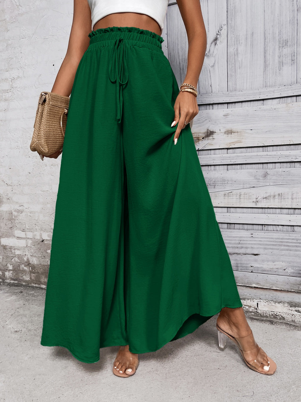 Women's Tied High Waist Wide Leg Pants