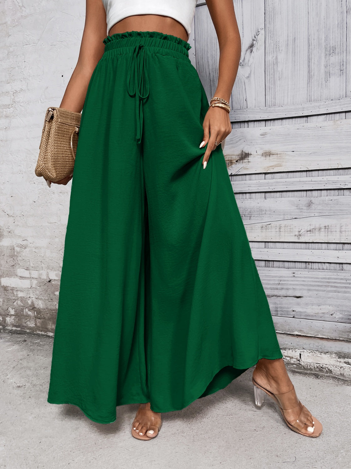 Women's Tied High Waist Wide Leg Pants