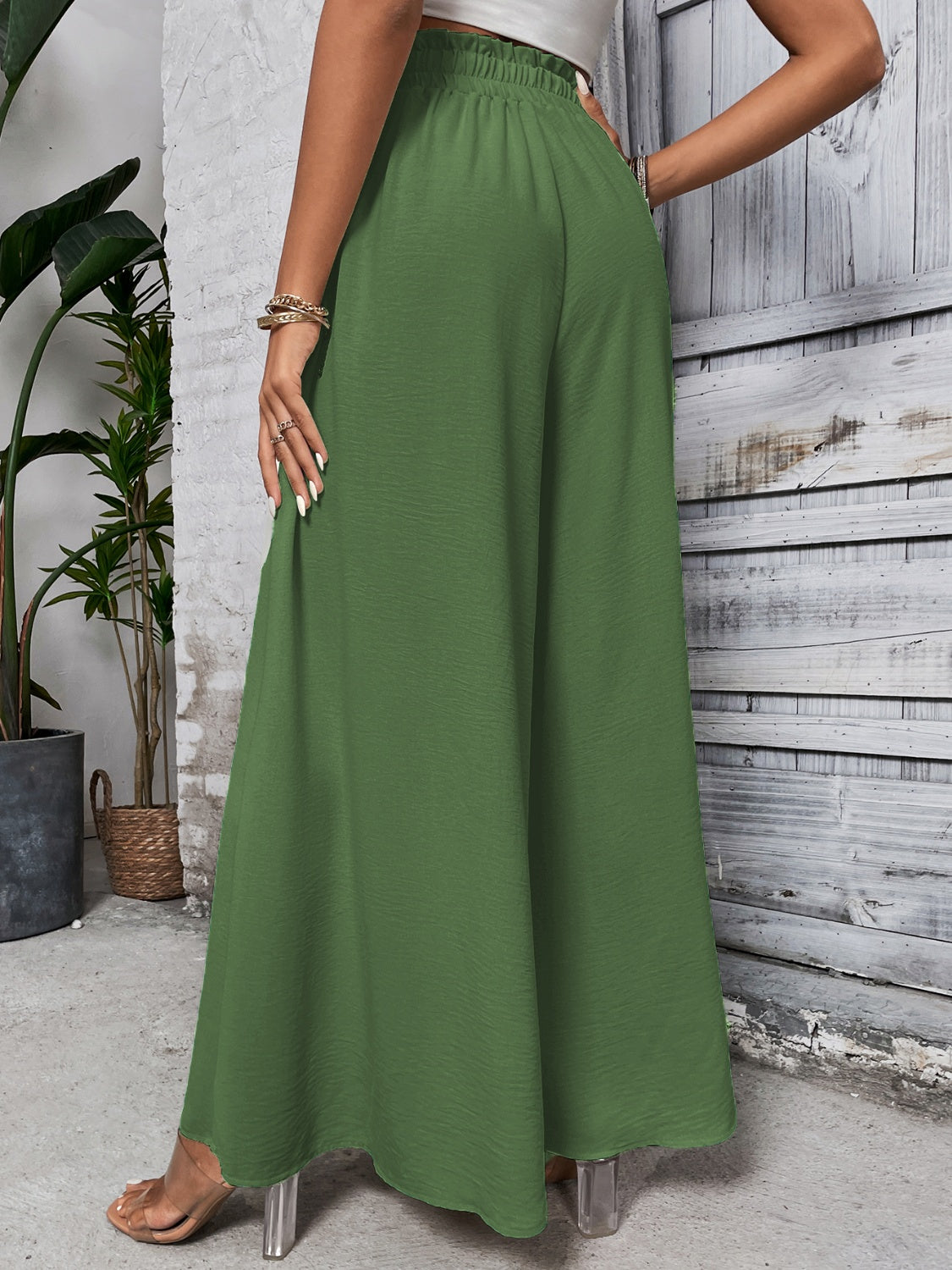 Women's Tied High Waist Wide Leg Pants