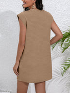 Round Neck Cap Sleeve Mini Dress with Pockets