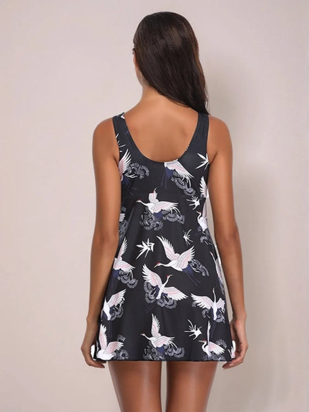 Printed Slit Plunge One-Piece Swimwear Plus Size