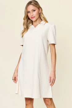 Short Sleeve Collared Neck Dress
