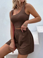 Plus Size Wide Strap Tank and Shorts Set