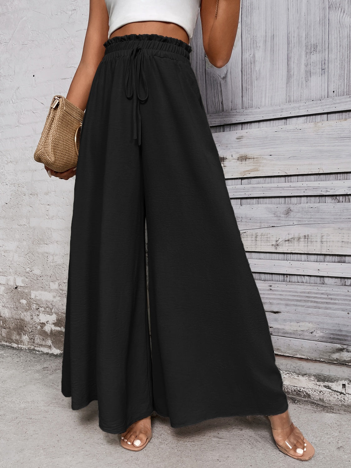 Women's Tied High Waist Wide Leg Pants