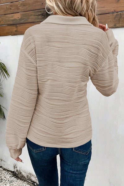 Long Sleeve Zip V Neck Sweatshirt