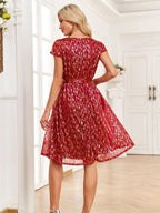 V-Neck Metallic Print Dress