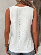 Sleeveless Eyelet V-Neck Top