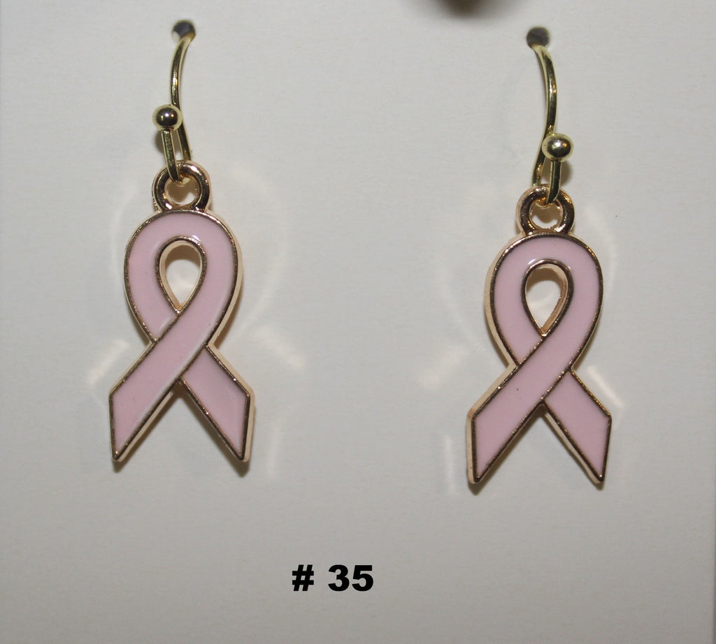 Handmade Plain Pink Breast Cancer Earrings