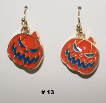 Halloween handmade pumpkin head earrings 