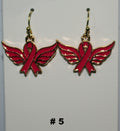 Ribbon with wings cancer awareness earrings