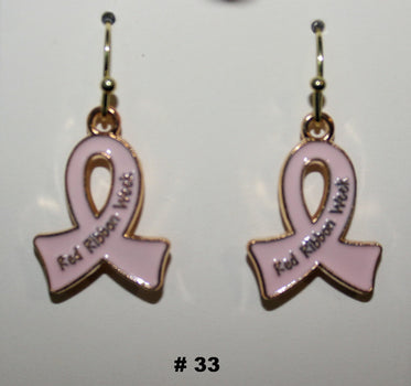 Breast cancer earrings