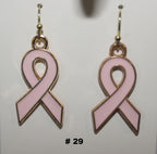 Handmade Plain Pink Breast Cancer Earrings