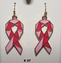 Handmade Geometric Detail Breast Cancer Earrings