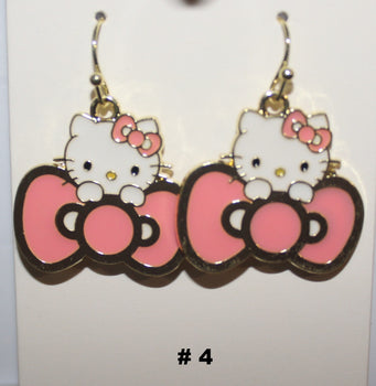 Hello Kitty earrings with pink bows 