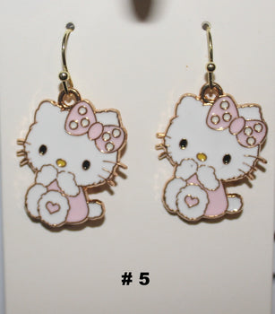 Hello Kitty earrings with pink bow and heart 