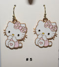 Hello Kitty earrings with pink bow and heart 