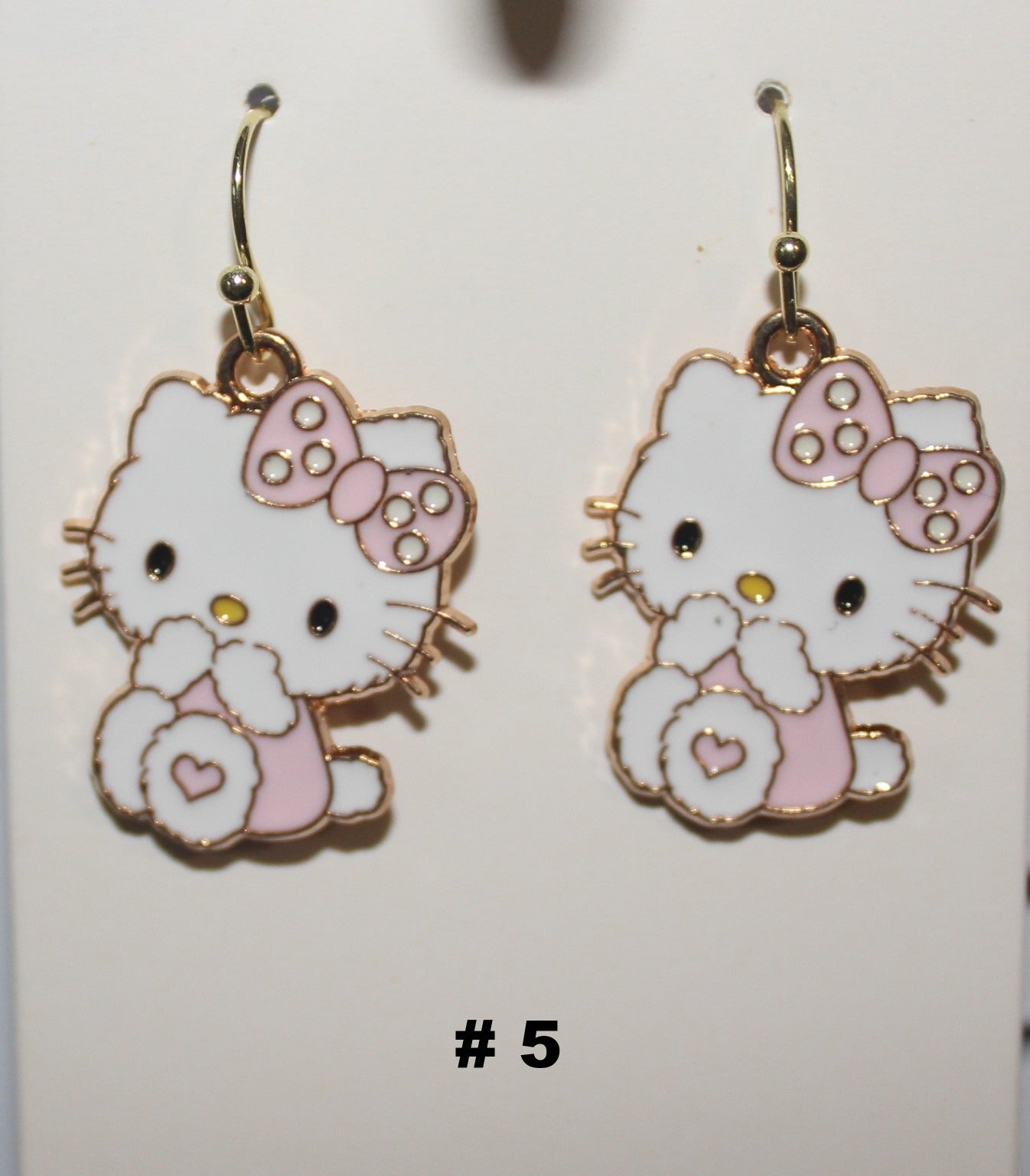 Hello Kitty earrings with pink bow and heart 