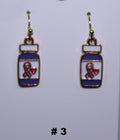 Handmade mason jar breast cancer earrings