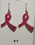 Handmade Pink Ribbon With Hearts Cancer Awareness Earrings