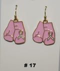 Handmade Pink Boxing Glove Breast Cancer Awareness Earrings