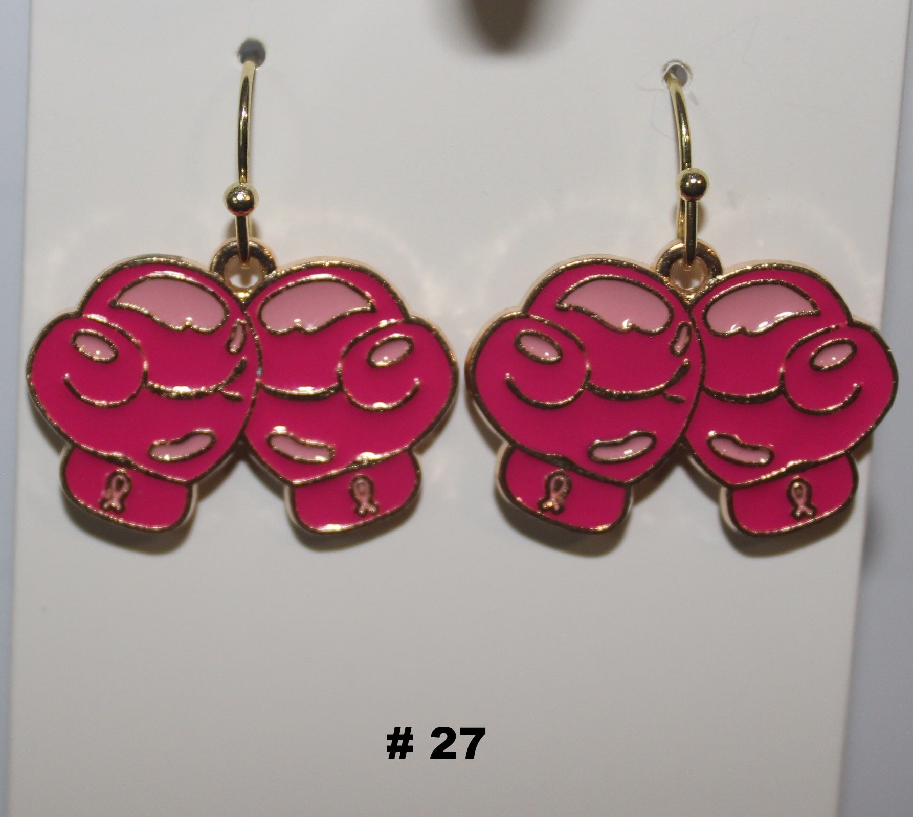 Beautiful Handmade Pink Heart Breast Cancer Earrings