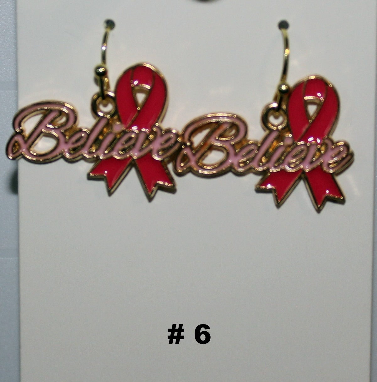 Handmade breast cancer awareness believe earrings