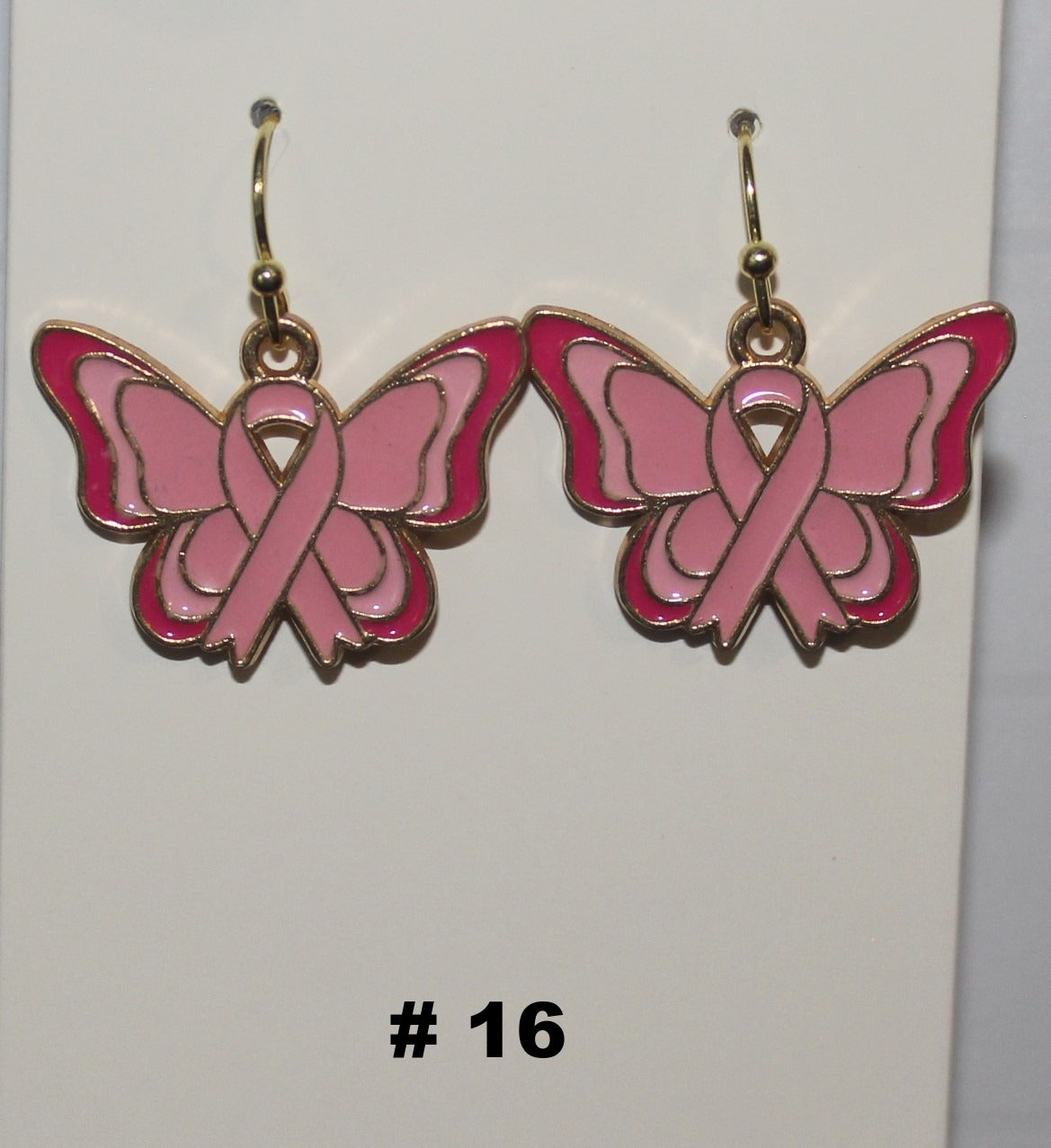 Pink Butterfly Breast Cancer Awareness Earrings