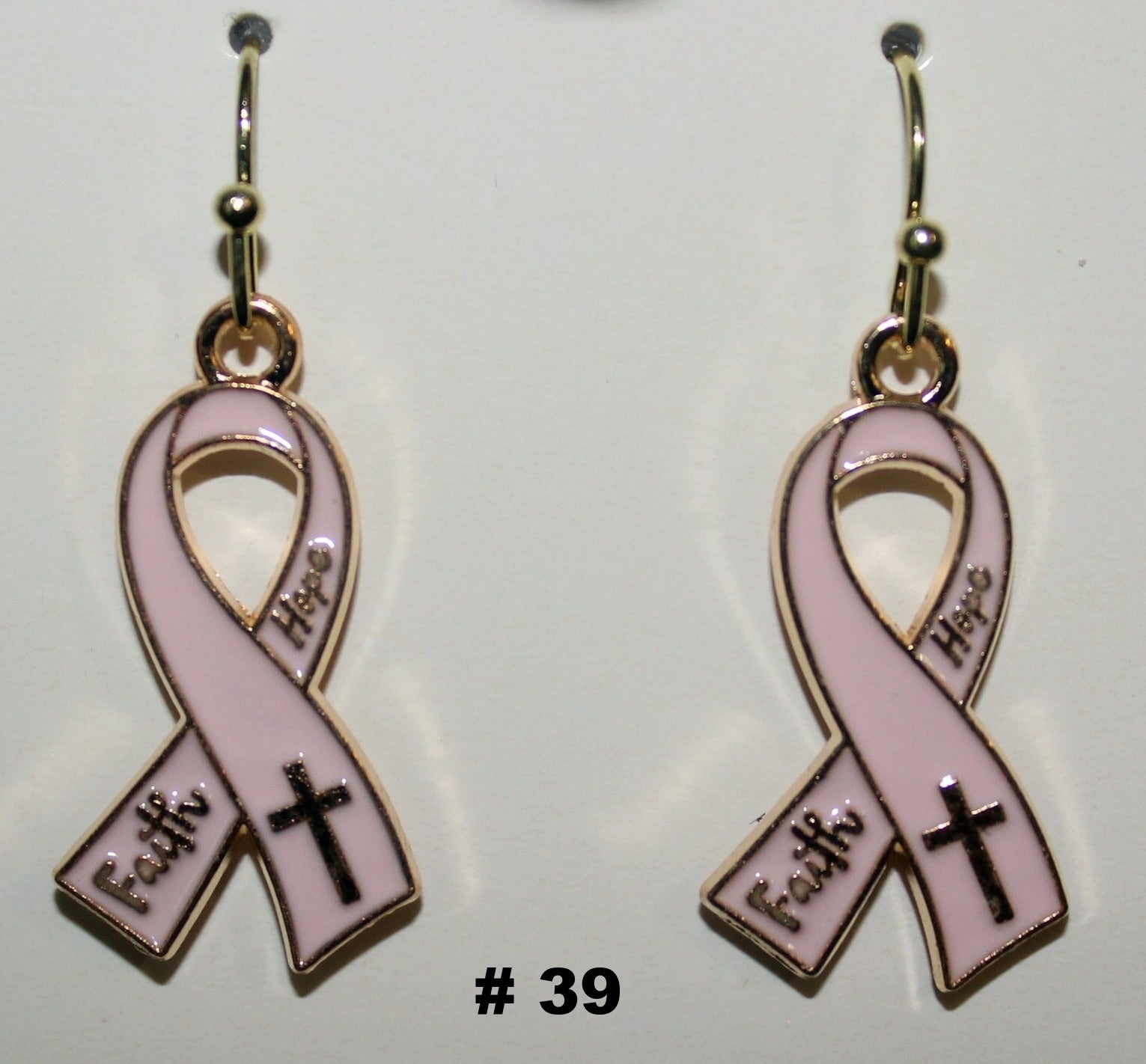 Handmade Faith/Hope Pink Breast Cancer Earrings