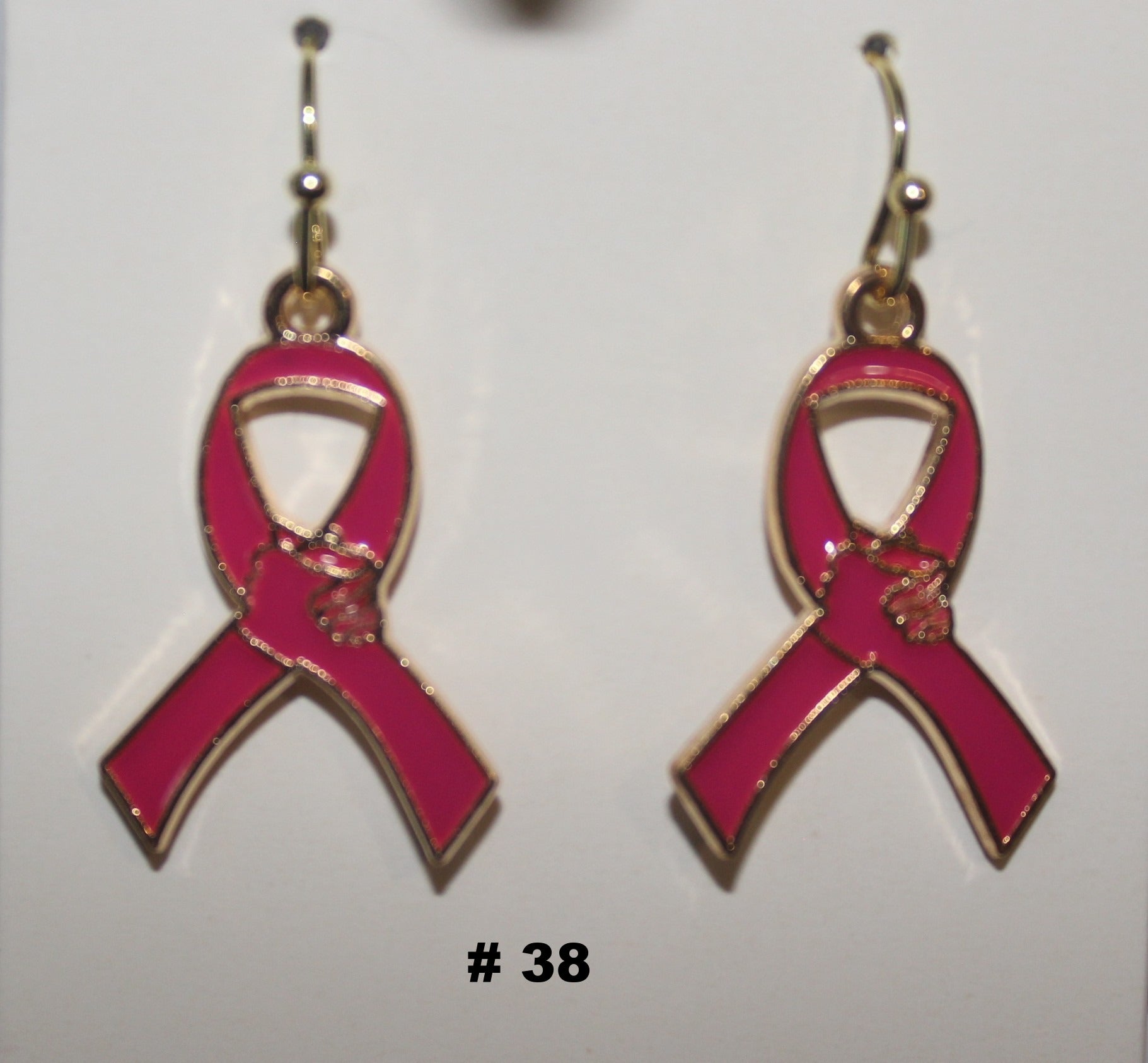 Handmade Pink Ribbon Breast Cancer Earrings