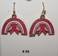Handmade Pink Ribbon Rainbow breast cancer earrings