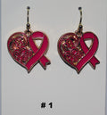 Handmade heart shaped ribbon cancer awareness earrings