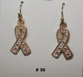 Handmade Gold Ribbon Breast Cancer Earrings