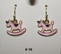 Pink Rocking Horse Girls Earrings