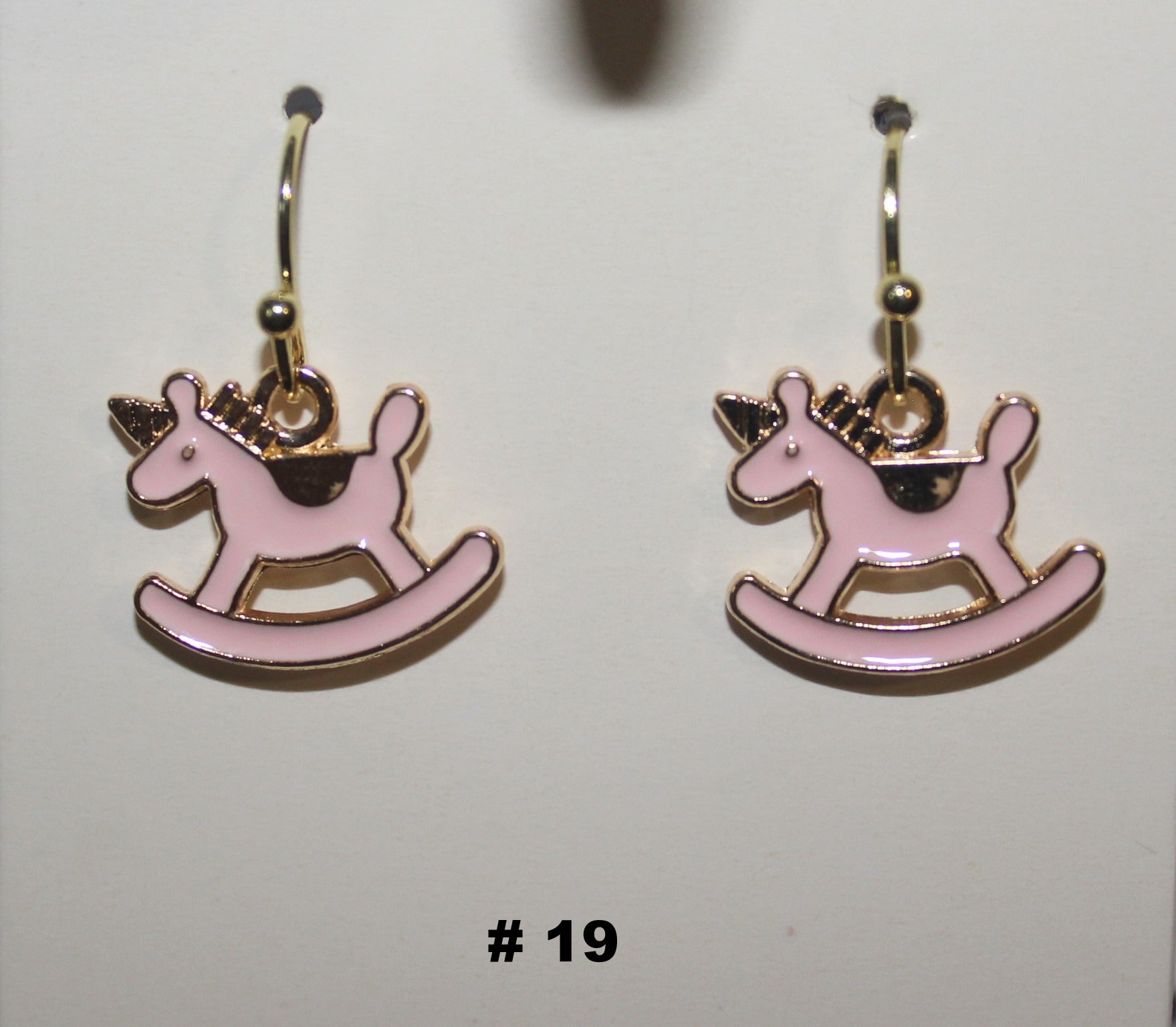 Pink Rocking Horse Girls Earrings
