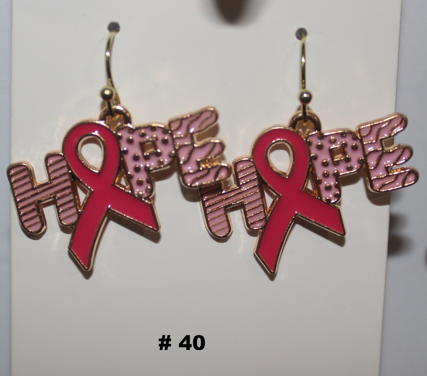 Handmade Hope Design Breast Cancer Earrings