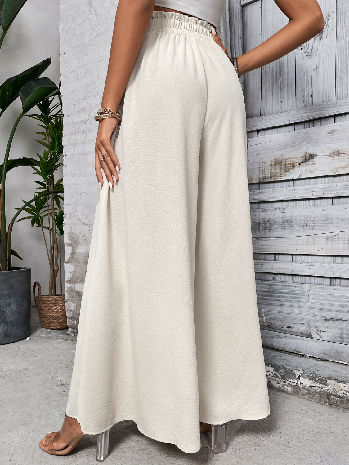 Women's Tied High Waist Wide Leg Pants