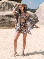 Women's Three-Piece Cover Up and Shorts Set