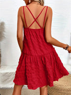 Crisscross Spaghetti Straps Tiered Cami Dress