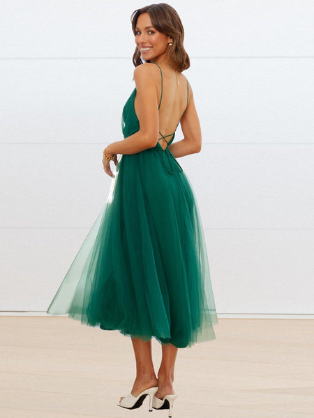 Sleeveless Crisscross Back Midi Dress