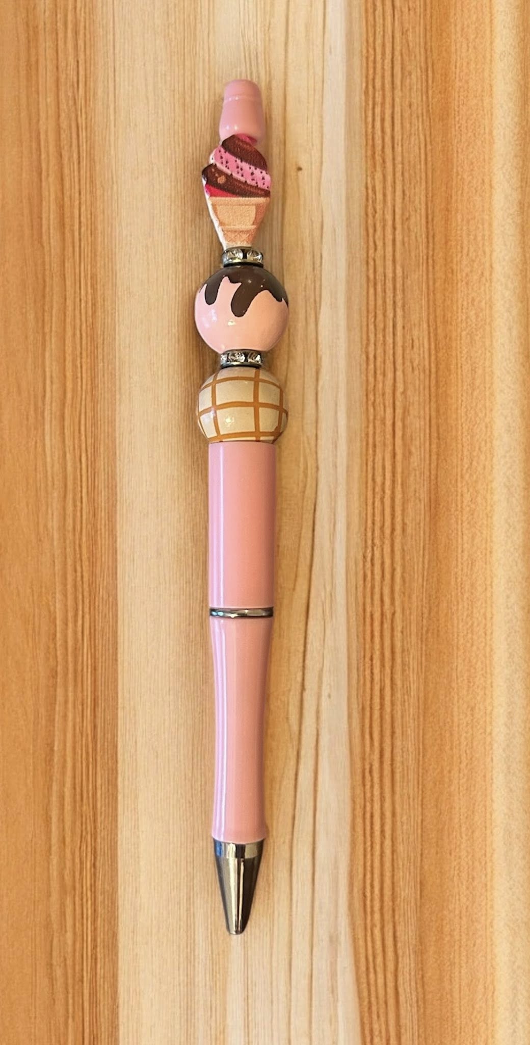Pen shaped like a pink ice cream cone 